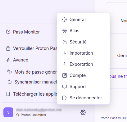 Outil d'importation dans Proton Pass